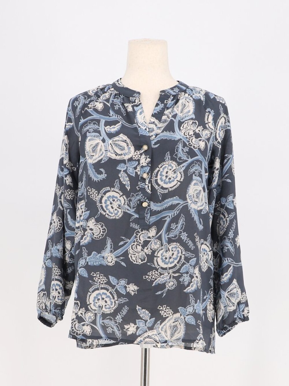 NWT SPARTINA 449 Cora Silk Blouse Oyster Factory Vintage Floral Size XS